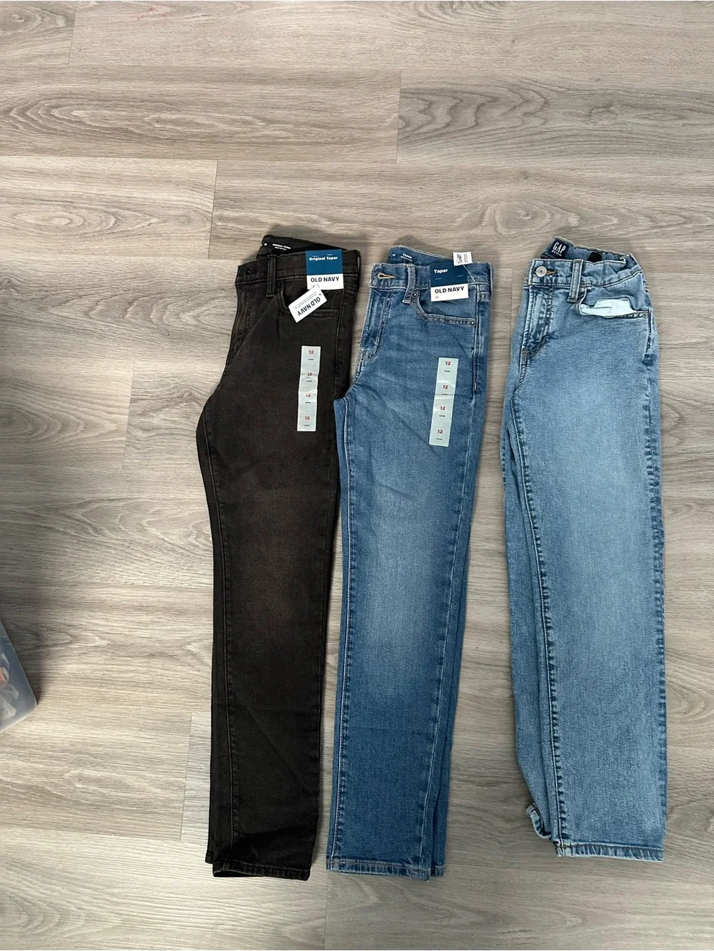 Old Navy Boys Slim Jeans Trio - Dark Brown & Two Blue Washes